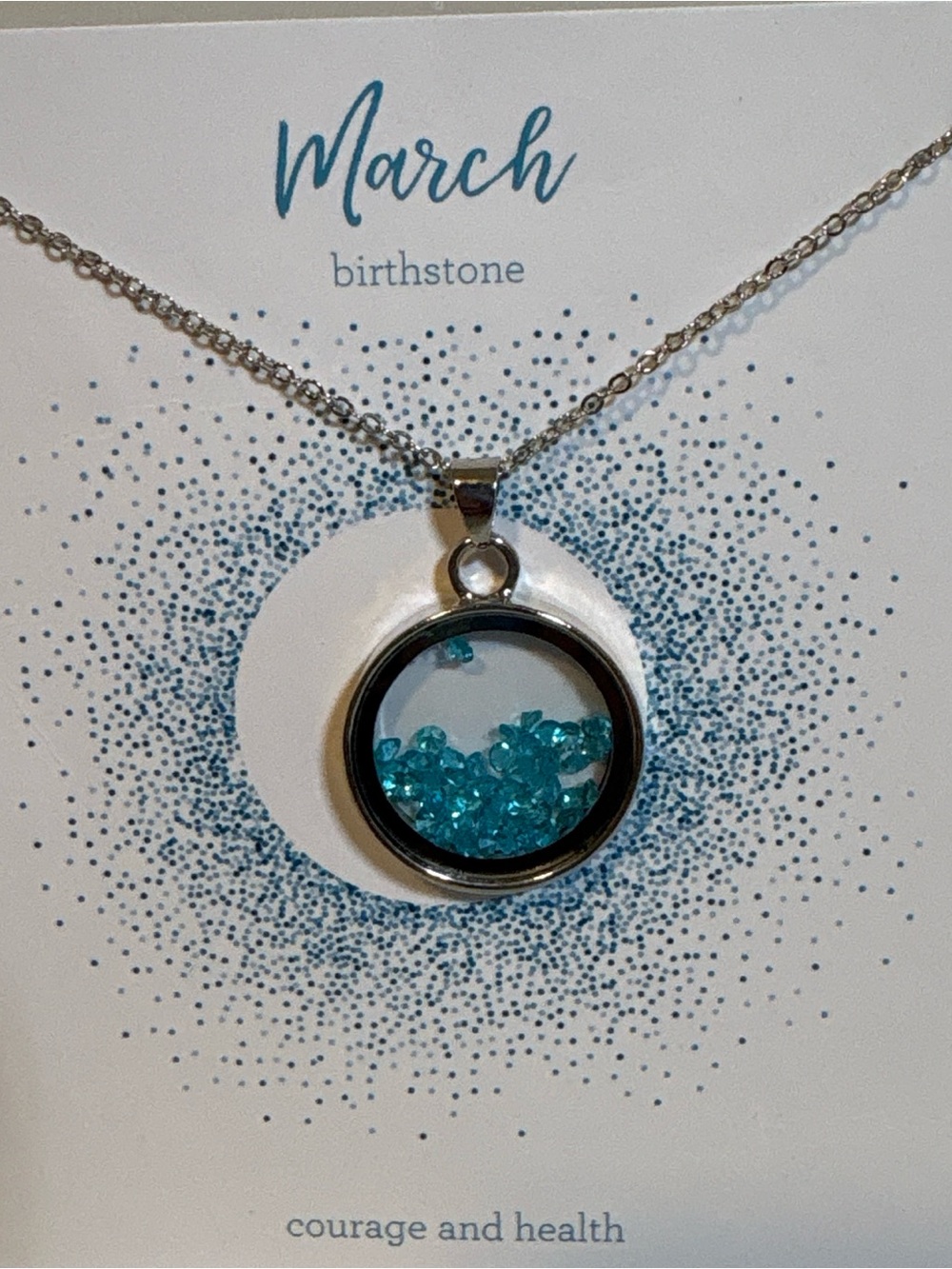 March Birthstone Blue Crystal Pendant Necklace